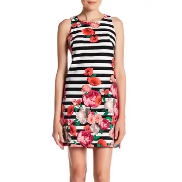 Eliza J Dresses & Skirts - Eliza J Red Stripped Floral Sheath Dress